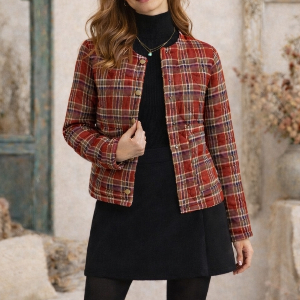 NWT HEM & THREAD | Quilted Plaid Jacket - Picture 2 of 2